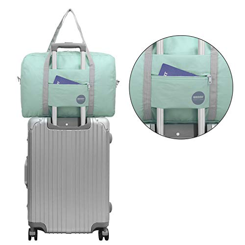 Wandf Foldable Travel Duffel Bag Luggage Sports Gym Water Resistant Nylon (A-Mint Green)