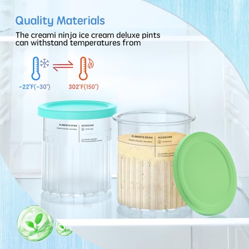 image for GuanQiao 4 Pack Creami Deluxe Pints & Lids for Ninja, 24 Oz Compatible