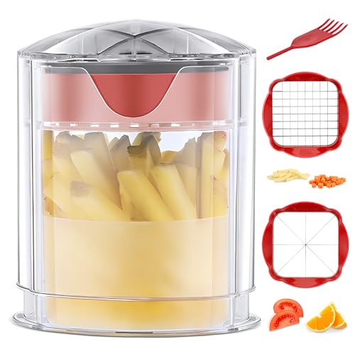 Mapille Cortador de Patatas Fritas, Cortador de Verduras y Frutas en Bastones Manual, con 2 Cuchillas Afiladas, Diseño Compacto y Fácil de Limpiar, Ideal para Cocina Doméstica