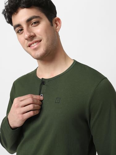 Image of Urbano Fashion Men's Solid Henley Neck Slim Fit Full Sleeve Cotton T-Shirt