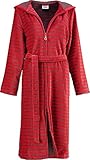 Cawö Damen-Bademantel mit Kapuze Velours rot Größe 40