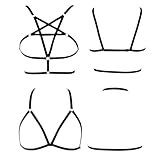 JIPKHL Sexy Body Lingerie Erotische BHS Dessous Büstenhalter Käfig Damen Ungepolstert Bralette Neckholder Verband Reizwäsche Strap BH Elastisch Verstellbar Punk Gothic Dance Party Kostüm 2 Stücke