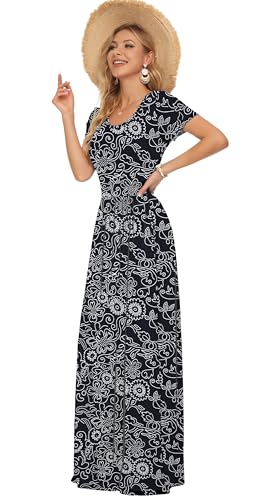 Image of AUSELILY Women's Classic Short Sleeve Loose Plain Casual Long Maxi Dresses for Women 2026
