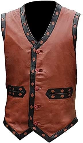 Men's Genuine Motorcycle Leather Vest Gangster Biker Vest