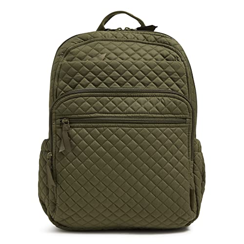 Image of Vera Bradley Women's Cotton XL Campus Backpack, Climbing Ivy Green - Recycled Cotton, One Size
