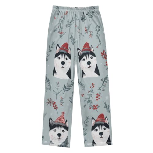 Husky Spruce Branch Boys Long Pants Soft Trousers Elastic Waist Kids Lounge Bottoms with Pockets S-XL2