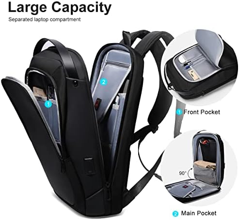HEROIC KNIGHT Travel Laptop Backpack 15.6 Inch Laptop Rucksack Bag with USB Charger Business Backpack Waterproof Anti-Theft Work Backpack for Laptop School Travel Office Men & Women-Black