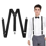 GNALIA Tirantes Para Pantalones Hombre Elegante Retro, Ajustable Con Clips Extra Fuertes 2.5Cm Tres Puntas, Accesorio Para Traje De Negocios Boda Y Fiesta, 1 Unidad