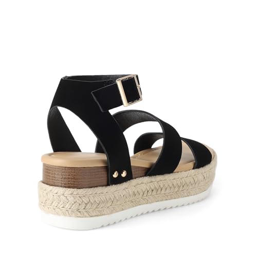 Image of DREAM PAIRS Strappy Espadrille Platform Wedge Sandals for Women Dressy Summer, Comfortable Open Toe Sandals with Cushioned Insole and Ankle Strap Buckle
