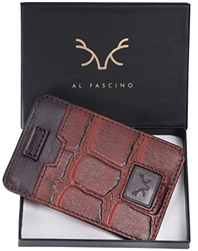 AL FASCINO Brown Leather RFID Credit Card Holder - Image 5