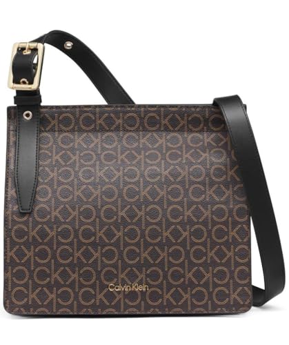 Calvin Klein Havana Novelty Organizational Crossbody, Brown/Khaki/Black Linear, One Size