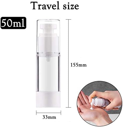 Yalbdopo 4Pcs Airless Pump Bottle | Refillable Empty Clear Travel Lotion Pump Containers/Vacuum Press Pump Bottles for Foundation, Essence, Lotion (50ml)