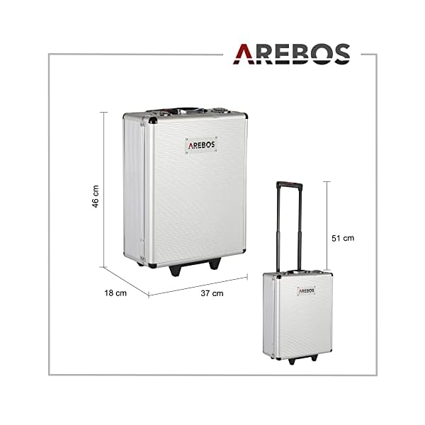 Arebos Werkzeugkoffer | Werkzeug-Set | 1200 Teile | Rollkoffer Tragekoffer | für Haushalt, Garage & Werkstatt | Koffer… – Bild 8