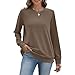 Cute Crewneck Fall Sweatshirts for Women Trendy Plain Long Sleeve Pullover Tops with Pockets Winter Fashion Clothes Brown