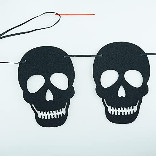 Saktopdeco 2 Pack Black Felt Skull Garland Banner Skeleton Garland Halloween Banne For Gothic Birthday Party Decorations Diy Home Decor #TOP4