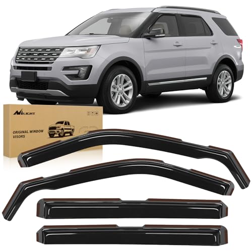 Nilight in Channel Window Deflectors for Ford Explorer 2011 2012 2013 2014 2015 2016 2017 2018 2019 Vent Window Visors,Rain Guards-4PCS