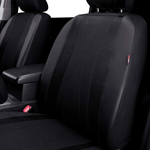 Flying Banner car seat Covers Full Set Faux Leather Air Mesh Breathable Man Lady Airbag Compatible Rear Bench Split 40/60 50/50 60/40 Truck Pick Up (Full Set - Low Back, Black Black) by Flying Banner - Used condition - Image 8