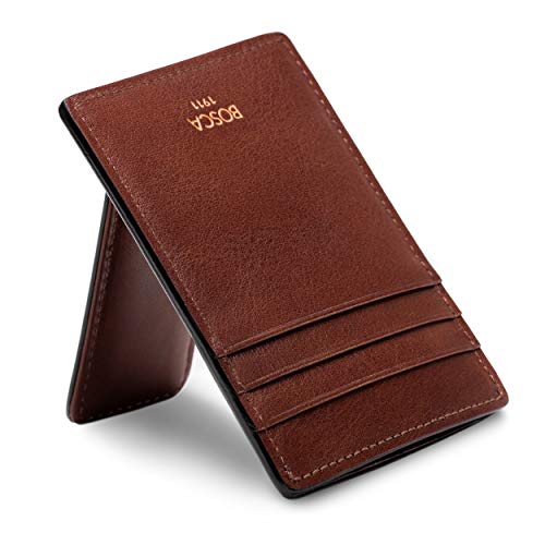 Bosca Men's Wallet, Dolce Deluxe Front Pocket Wallet, Dark Brown #TOP1