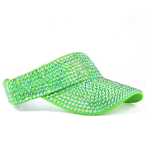 Image of Gudessly Shiny Rhinestones Sport Sun Visor Adjustable Summer Cap Visor Caps for Women Men