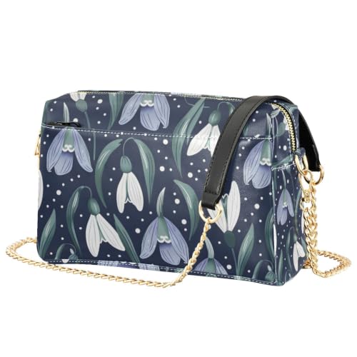 Sac à bandoulière femme Mnsruu cuir PU imprimé perce-neige
