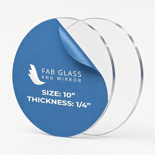Image of Clear Plexiglass Sheet Round 10 Inch Diameter 1 /4 Inch Thick Pack of 2 Acrylic Sheet Cake Board Display Stand Flat Edge Polished Tabletop Protector for Crafts Coasters by Fab Glass and Mirror