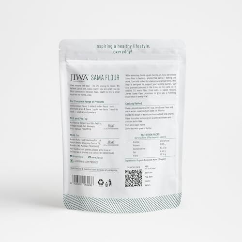 Image of Jiwa Cold Pressed Sama Flour | Fasting Flour | Gluten Free | Positive Millet | Barnyard Millet | Bhagar Atta | Chakki Ground | 500g (Pack of 5)