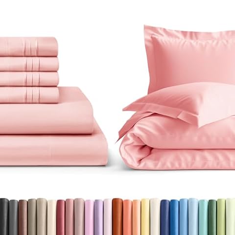CGK Linens 6 Piece Baby Pink Full Bed Sheet Set with Duvet Cover — $54.54 (12% off)