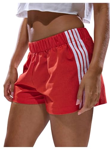 SOLY HUX Women's Summer Side Striped Mini Shorts Elastic Waist Lounge Workout Loose Short Pants