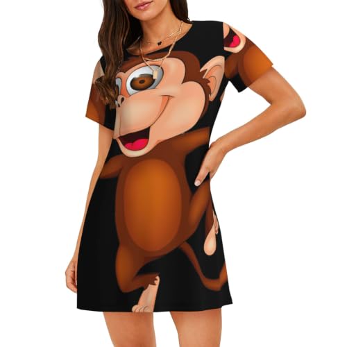 Chemise de nuit courte au motif singe pour des soirées cocooning et douces