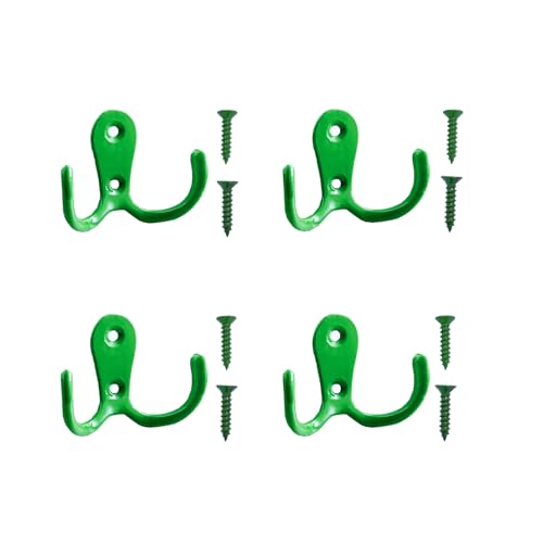 Image of Meiyea 4 Pcs Double Forked Robe Hooks, Green