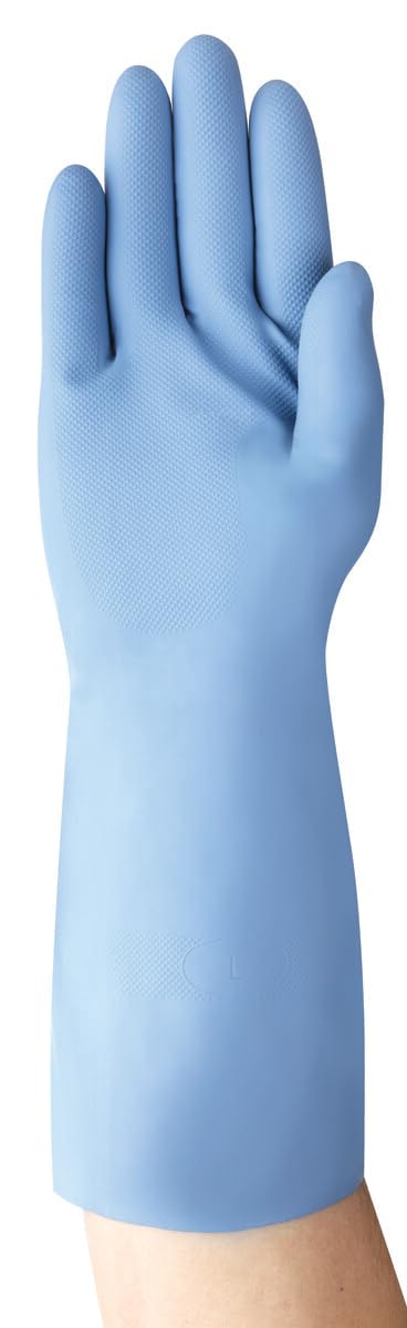 Ansell 37520100 rękawiczki, nitryl, ochrona przed chemikaliami i cieczami, rozmiar 10,5, niebieskie (opakowanie 12 szt.)