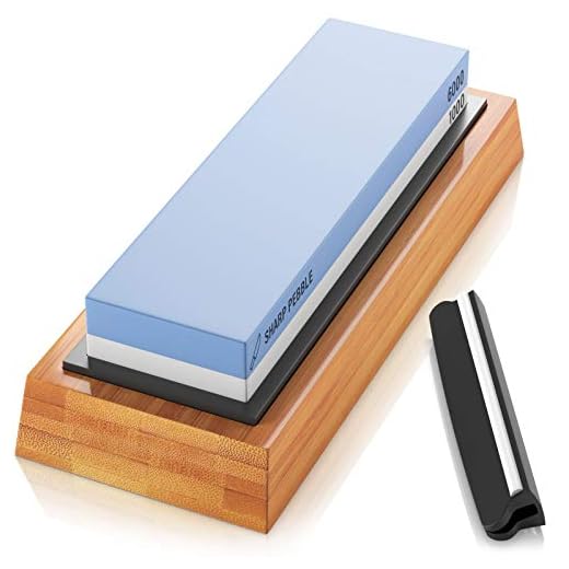 Sharp Pebble Premium Whetstone Knife Sharpening Stone 2 Side Grit 1000/6000 Waterstone- Whetstone Knife Sharpener- NonSlip Bamboo Base & Angle Guide