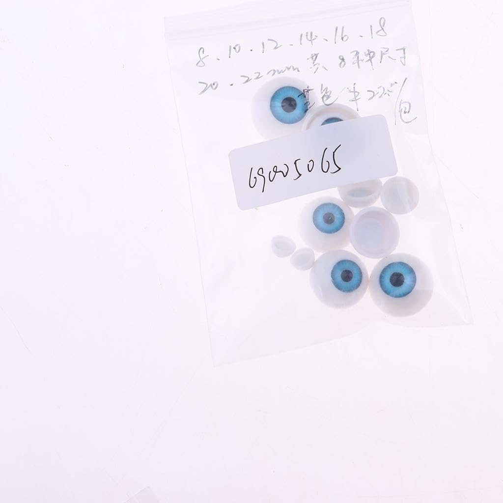 16 Pieces PVC Half Round Eyes Blue Eyeballs for Doll Bear Toy Making | Decorative | Vintage | Retro | Collector's Item-image-37
