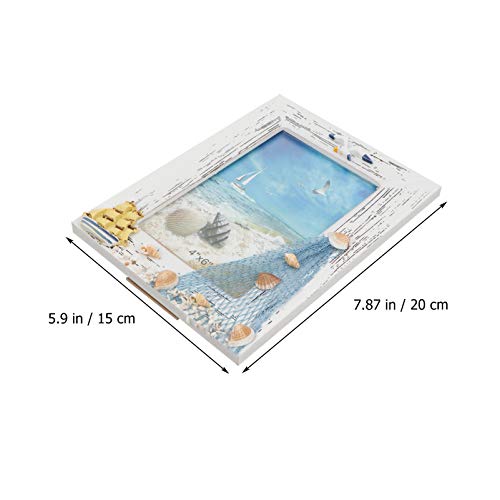 Vosarea Ocean Decor Wood Beach Picture Frame Sculptural Wood Photo Holder Intricate Meticulous Detailing Art Handcrafted Tabletop Accent Accessory Coastal Nautical Themed Home Decor Desktop Decor #TOP1