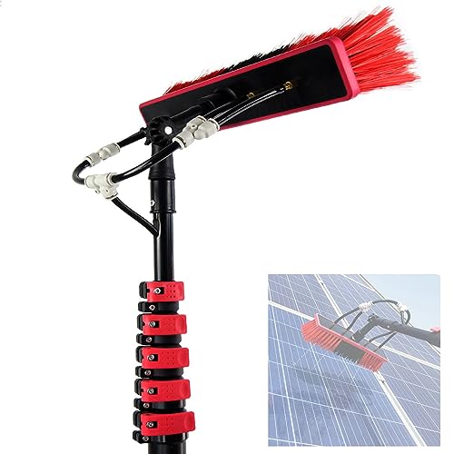 SHENJIA Water Fed Pole Brush Solar Panel Window Cleaner Cleaning Brush & Pole Kit 12FT-36FT Adjustable Extendable Outdoor Window Glass Solar Panel Spray Washer Washing Equipment(Size:24FT)