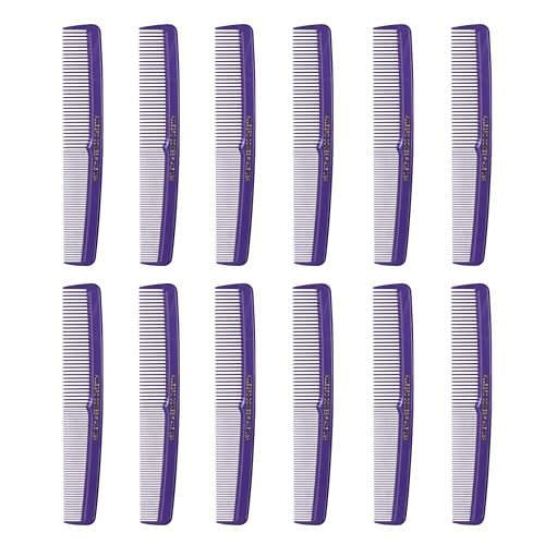 Allegro Combs #415 - Combs Set 12 Count Pocket Combs for Men and Women Hair Stylist Barber Tools for Cutting Styling USA (Purple)