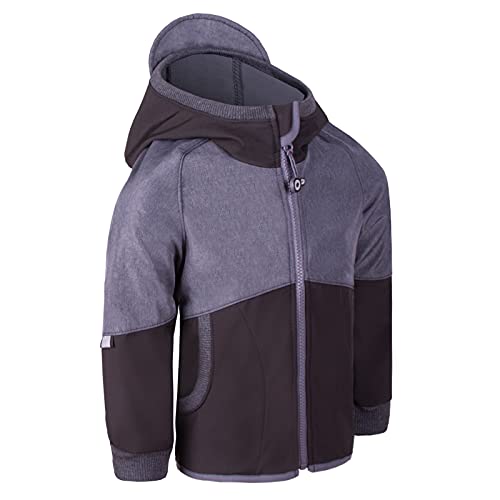 unuo - Chaqueta softshell con forro polar, impermeable y cortavientos, para exteriores, con cremallera completa, transpirable, para niños Negro 122 cm-128 cm