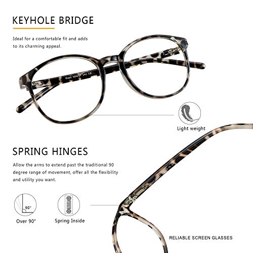 Image of Vintage Round Blue Light Blocking Glasses 3 Packs Anti Eyestrain UV Filter Computer Glasses Anti-Blue Light Glasses for Men Women Leopard+Transparent+Black Purple