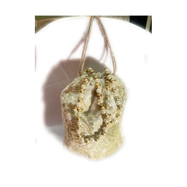 golden twilight potli pouches,Handmade Embroidered velvet Bag for Weddings and Parties ethnic design,drawstring closure for secure storage - Image 8