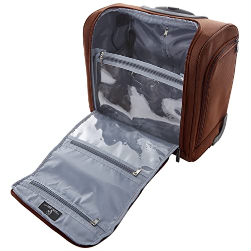 Image of TPRC 15 inch Underseat Carry-On Luggage Airline Approved Personal Item with USB Charging Port, Brown