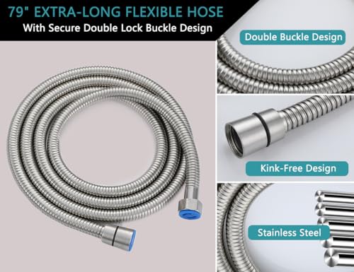 2-in-1 Handheld Shower Head Set with Long Hose – Brushed Nickel by YUNZHIZHAO - Used condition - Image 7