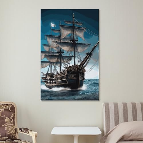 Toile murale bateau pirate BVNMT décoration esthétique salon - 7