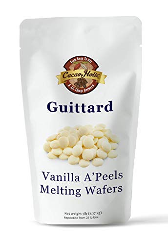 Guittard A'Peels Vanilla White Chocolate Wafers Melting Chocolate | Cacaoholic Resealable Stand Up Pouch | 5 Pound