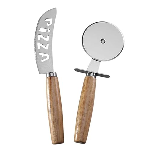 Premium Pizza Knife Set - Stainless Steel Blade with Log Handle, Essential Kitchen Baking Tool - 2 Piece Set