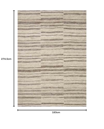 Image of Modern Pattern Wool Carpet with Loop Texture Yarn Anti Shedding Carpet Size 6x9 Feet B4 Brown Multi Color