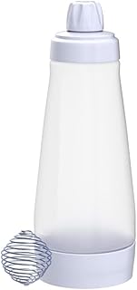 Pancake Batter Dispenser – 2-in-1 Pancake Dispenser Mixer Bottle with Stainless Steel wire whisk Ball – Pancake Maker, also used for nutritional supplements.