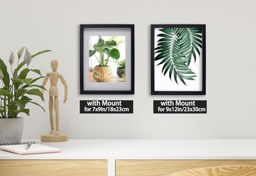4-Pack Black 9x12 Wooden Photo Frames, 9x12'' Mat 7x9'' (4PK) - Image 3