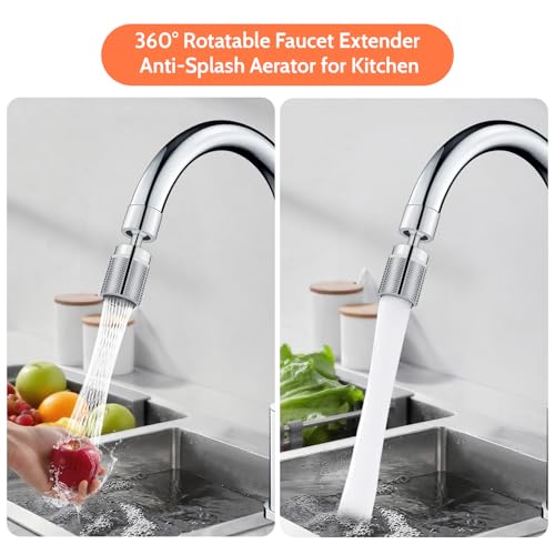 HUAERSICO Wasserhahn aufsatz Universal mit Drei Strahlarten - Wasserhahn aufsatz schwenkbar mit Sechs Wasserhahnadapter, Für Küche und Bad