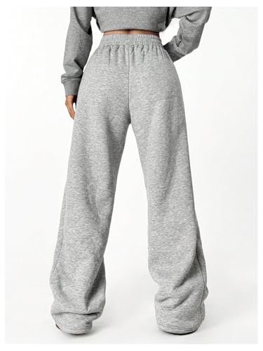 SOLY HUX Women's Elastic High Waisted Sweatpants Wide Leg Baggy Fleece Lined Pants with Pockets2