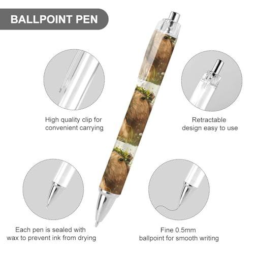 Bolígrafos de capibara retráctiles con punta fina de 0,5 mm y tinta negra 3